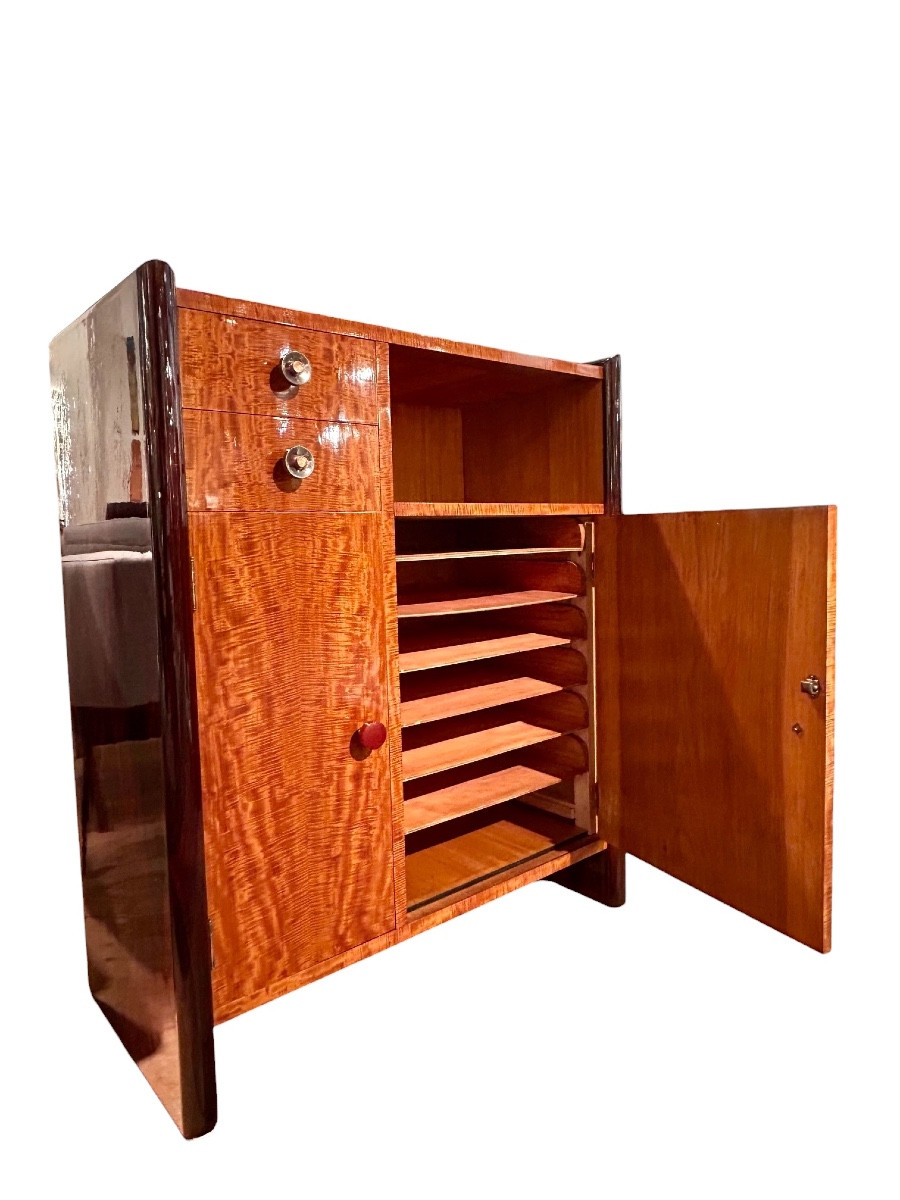 Meuble Art Deco moderniste en citronnier et palissandre ca 1930-photo-2